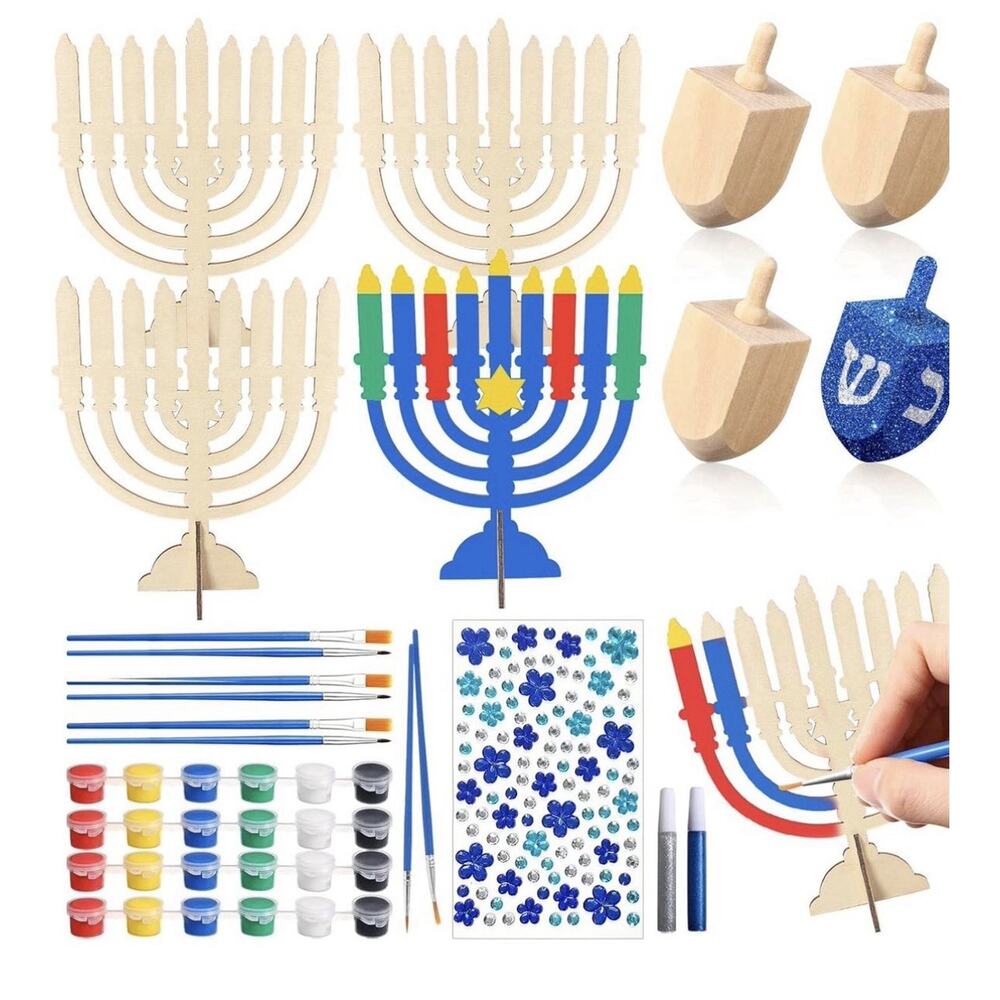 YumSur Hanukkah DIY Wooden Craft Kit, Make Your Own Menorah